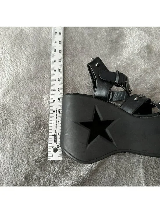 Demonia Dynamite-02 Black Star Cutout Platform Sandals Shoes Women's 8 - Picture 6 of 8